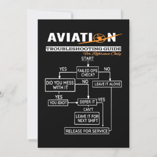Aeroplane Pilot  Funny Pilot Troubleshooting Guide Invitation
