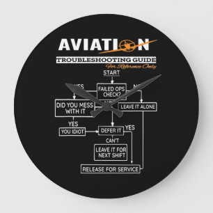 Aeroplane Pilot Funny Pilot Troubleshooting Guide Large Clock