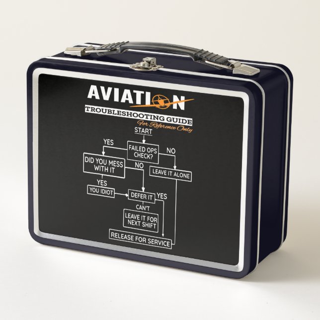 Aeroplane Pilot  Funny Pilot Troubleshooting Guide Metal Lunch Box (Front)