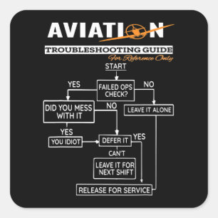 Aeroplane Pilot Funny Pilot Troubleshooting Guide Square Sticker