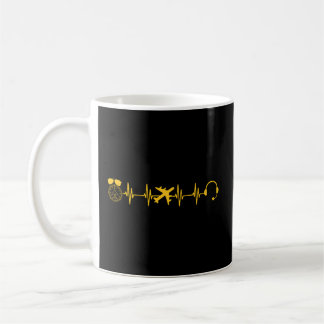 Aeroplane Pilot Heartbeat Pilot For Aviation Coffee Mug