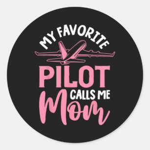 Aeroplane Pilot Mum Plane Aviation Mum Mothers Day Classic Round Sticker