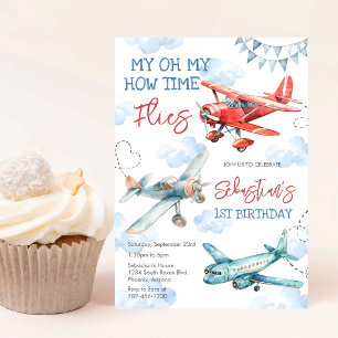 Aeroplane Pilot Party How Time Flies Birthday Invitation
