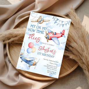 Aeroplane Pilot Party How Time Flies Birthday Invitation