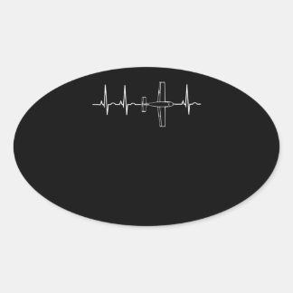 Aeroplane Pilot  Pilot Heartbeat  Flying Gift Oval Sticker