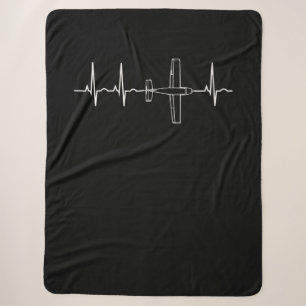 Aeroplane Pilot  Pilot Heartbeat  Flying Gift Sherpa Blanket