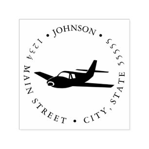 Aeroplane Pilot Silhouette Return Label Self-inking Stamp