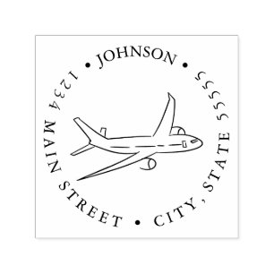 Aeroplane Pilot Silhouette Return Label Self-inking Stamp