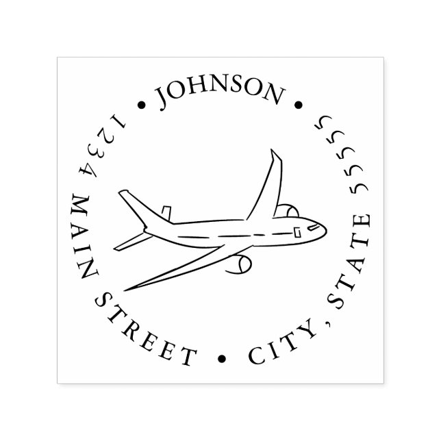 Aeroplane Pilot Silhouette Return Label Self-inking Stamp (Design)