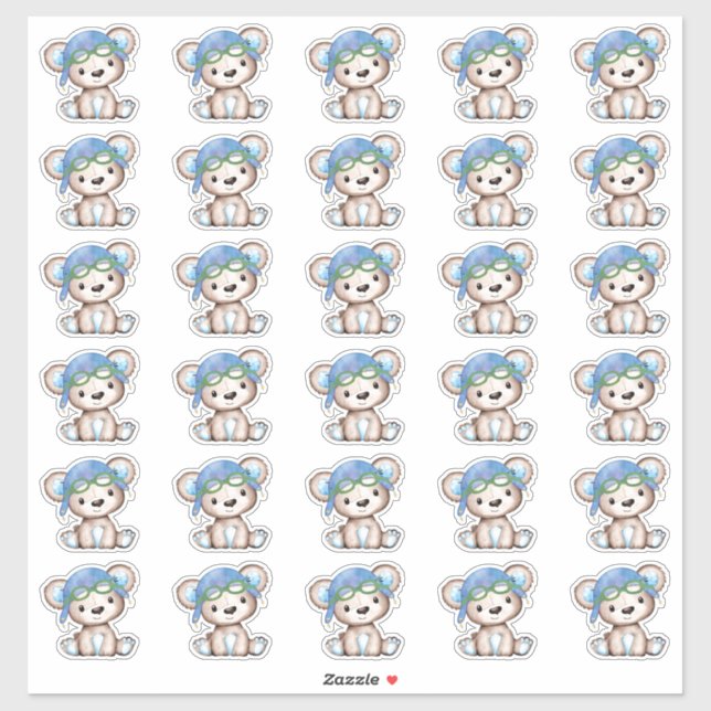 Aeroplane Pilot Teddy Bear Envelope Close 2" (Sheet)