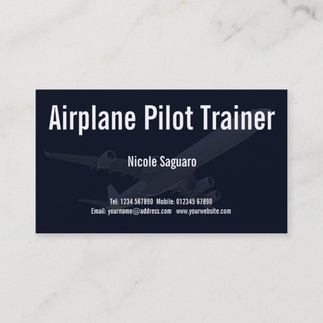 Aeroplane Pilot Trainer Business Card (Front)