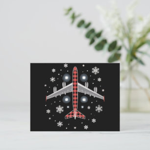 Aeroplane Plaid Christmas Pilot Holiday Postcard