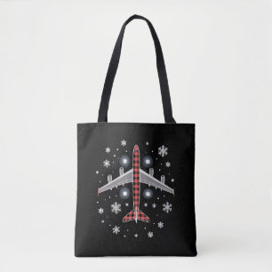 Aeroplane Plaid Christmas Pilot Tote Bag
