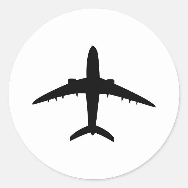 aeroplane plane aircraft icon classic round sticker (Front)