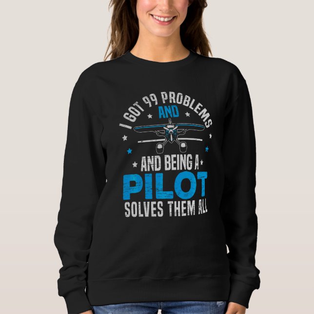 Aeroplane Plane Pilot Aviator Sky Flight Instructo Sweatshirt (Front)
