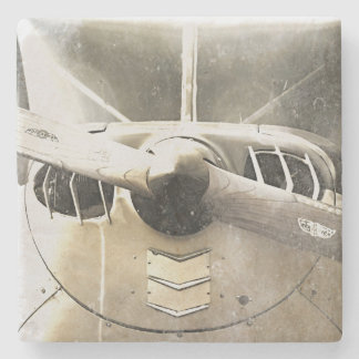 Aeroplane Propeller Biplanes Beige Stone Coaster