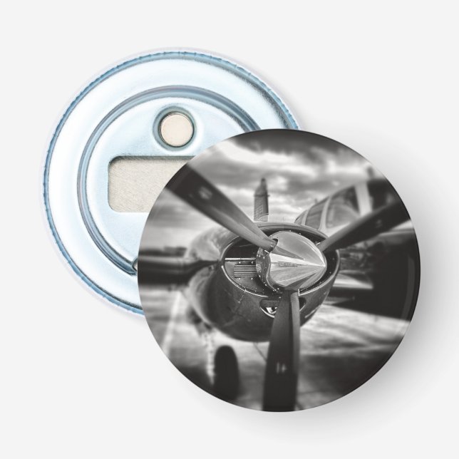 Aeroplane propeller Black and White Bottle Opener (Front)