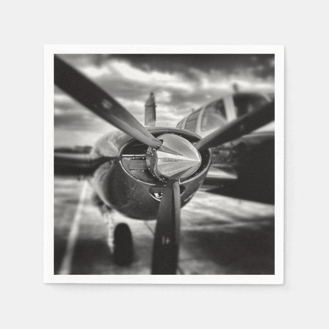 Aeroplane propeller Black and White Napkin (Front)