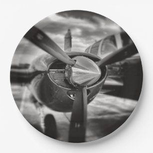 Aeroplane propeller Black and White Paper Plate