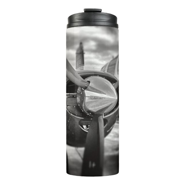 Aeroplane propeller Black and White Thermal Tumbler (Front)