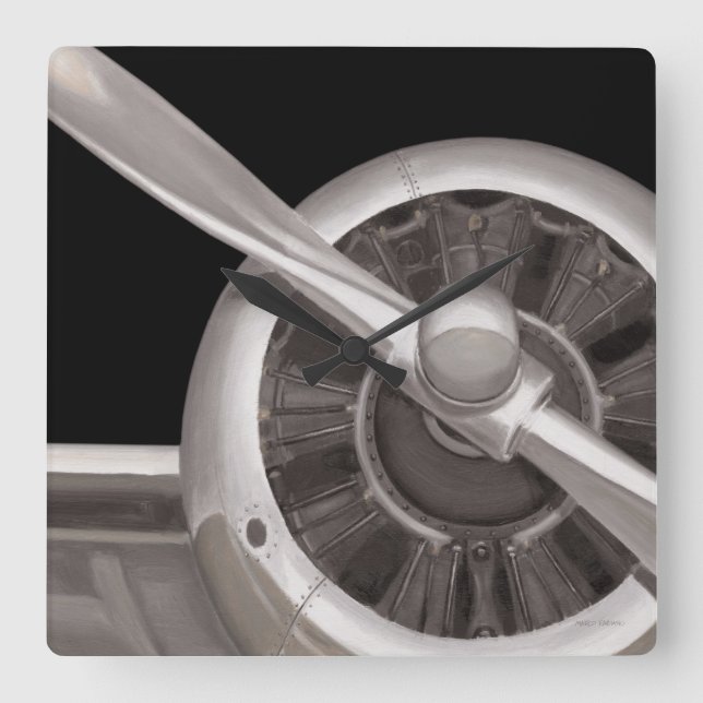 Aeroplane Propeller Closeup Square Wall Clock (Front)