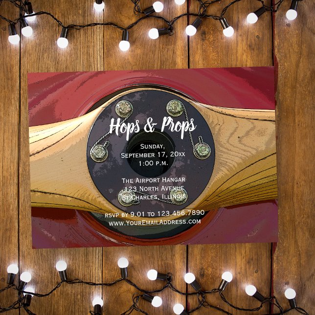 Aeroplane Propeller Hops and Props Hangar Party Invitation (Creator Uploaded)