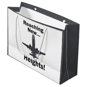 Aeroplane Reaching New Heights Inspirational Quote Large Gift Bag