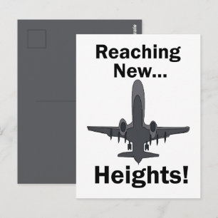 Aeroplane Reaching New Heights Inspirational Quote Postcard