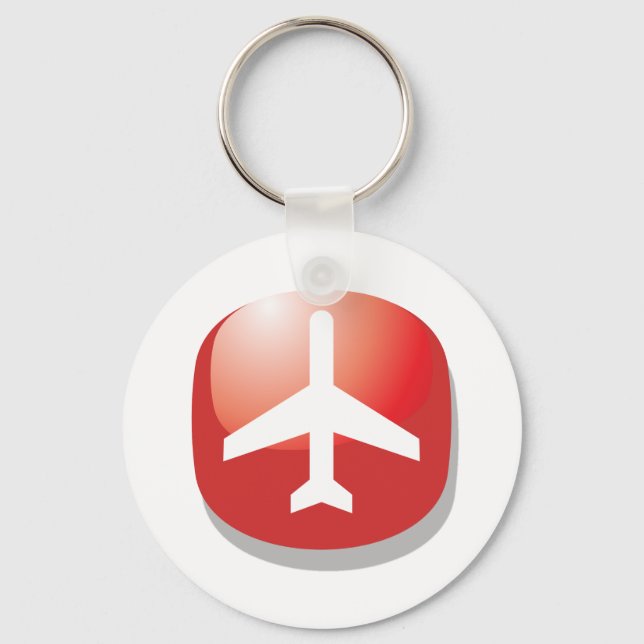Aeroplane Red Easy Button Key Ring (Front)
