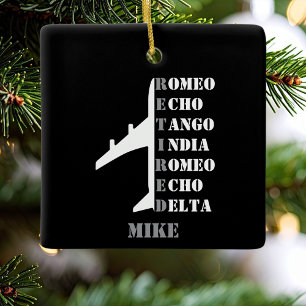 Aeroplane Retired Nato Phonetic Alphabet Aviation Ceramic Ornament