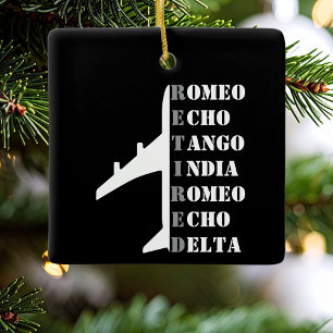 Aeroplane Retired Nato Phonetic Alphabet Aviation Ceramic Ornament