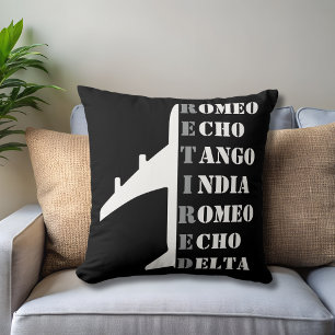 Aeroplane Retired Nato Phonetic Alphabet Aviation Cushion
