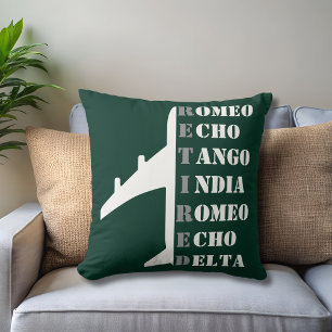 Aeroplane Retired Nato Phonetic Alphabet Aviation Cushion