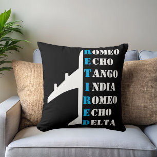 Aeroplane Retired Nato Phonetic Alphabet Aviation Cushion