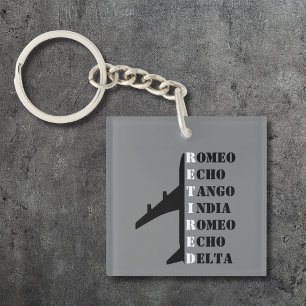 Aeroplane Retired Nato Phonetic Alphabet Aviation Key Ring