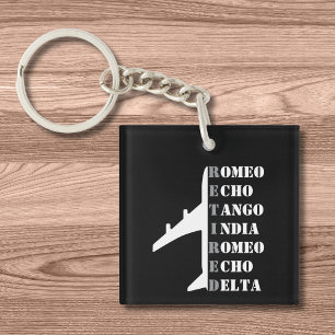 Aeroplane Retired Nato Phonetic Alphabet Aviation Key Ring