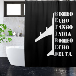 Aeroplane Retired Nato Phonetic Alphabet Aviation Shower Curtain