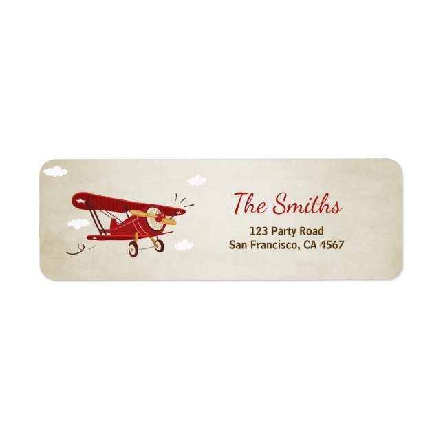 Aeroplane Return Address Label Plane Adventure (Front)