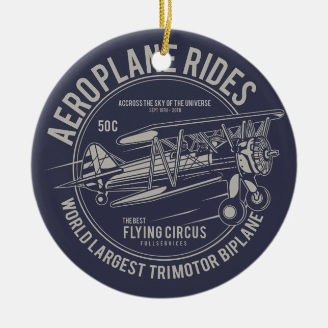 Aeroplane rides flying circus | Aeroplane Gifts Ceramic Tree Decoration (Front)