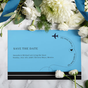Aeroplane Route Destination Wedding Photo Announcement Postcard