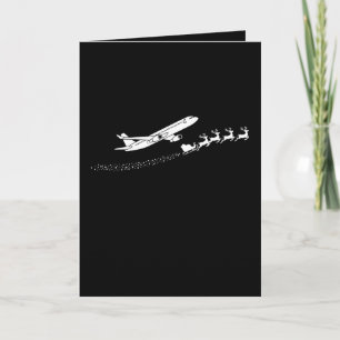 Aeroplane Santa Sleigh Reindeer Christmas Pilot Card