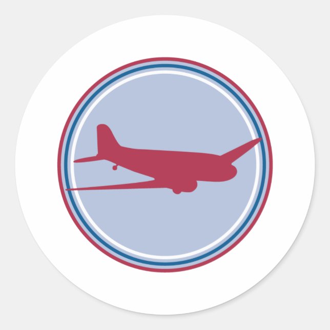 aeroplane silhouette classic round sticker (Front)