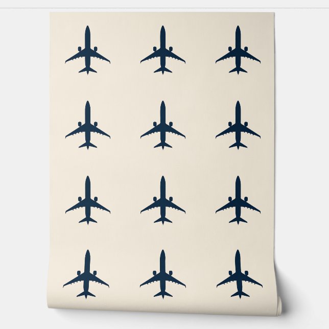 Aeroplane Silhouette in Off-White RAL 900 Wallpaper (Unrolling)