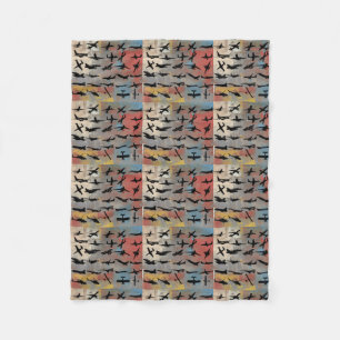 Aeroplane silhouetts fleece blanket