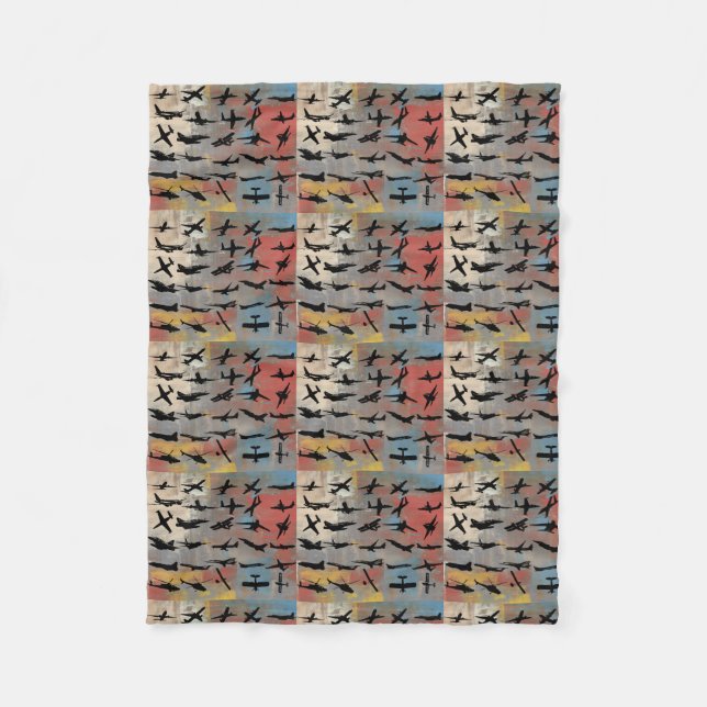 Aeroplane silhouetts fleece blanket (Front)