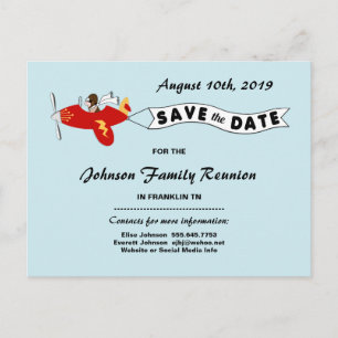 Aeroplane Sky Banner Family Reunion Save the Date Announcement Postcard