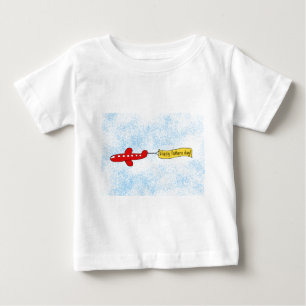 Aeroplane sky banner 'Happy Fathers Day' Cartoon Baby T-Shirt