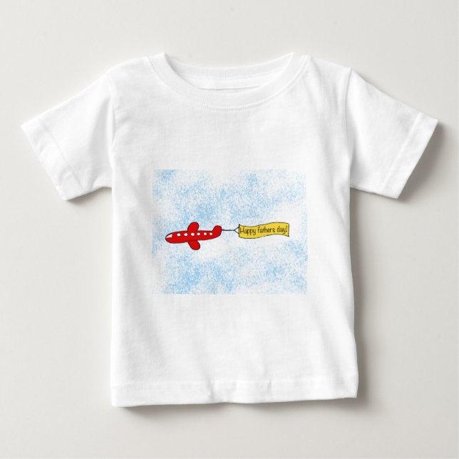Aeroplane sky banner 'Happy Fathers Day' Cartoon Baby T-Shirt (Front)