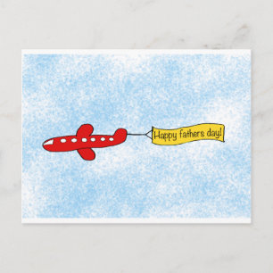 Aeroplane sky banner 'Happy Fathers Day' Cartoon Postcard