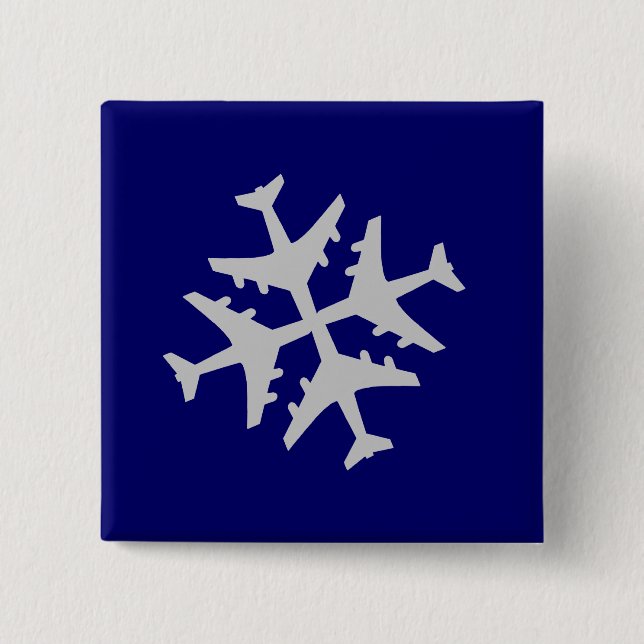 Aeroplane Snowflake 15 Cm Square Badge (Front)